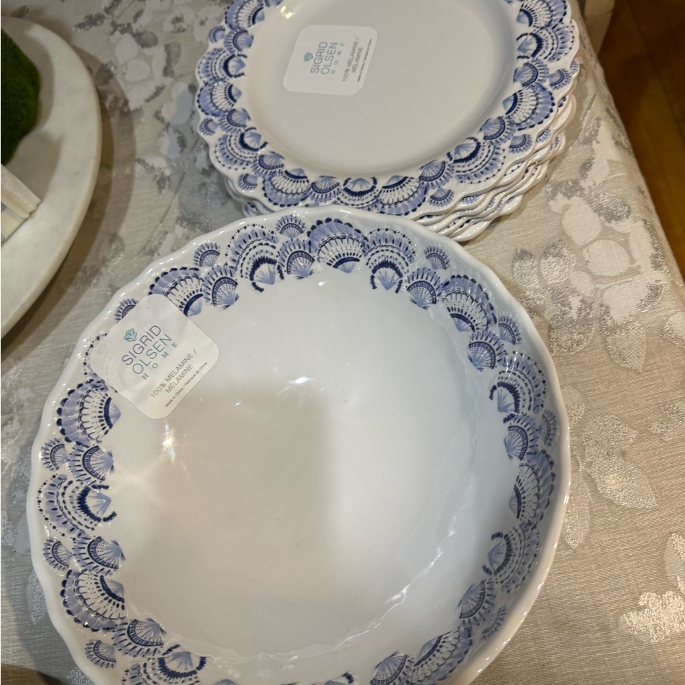 Blue and White Dinnerware Set by